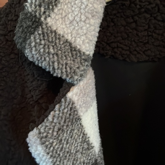 Sherpa Fleece Jacket Black Small Open Front Coat - Picture 2 of 4